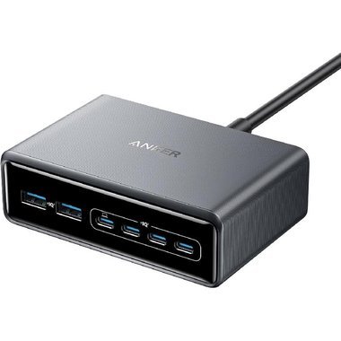 شاحن أنكر برايم مكتبي GaN 250W - 6 منافذ USB-C/A، شاشة LCD، تقنية GaNPrime