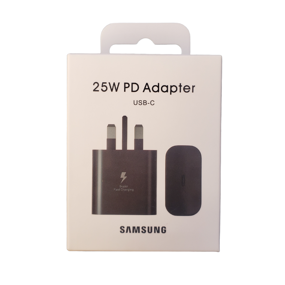 شاحن سامسونج 25W أصلي وكالة - PD+PPS، USB-C، شحن 100% في ساعة