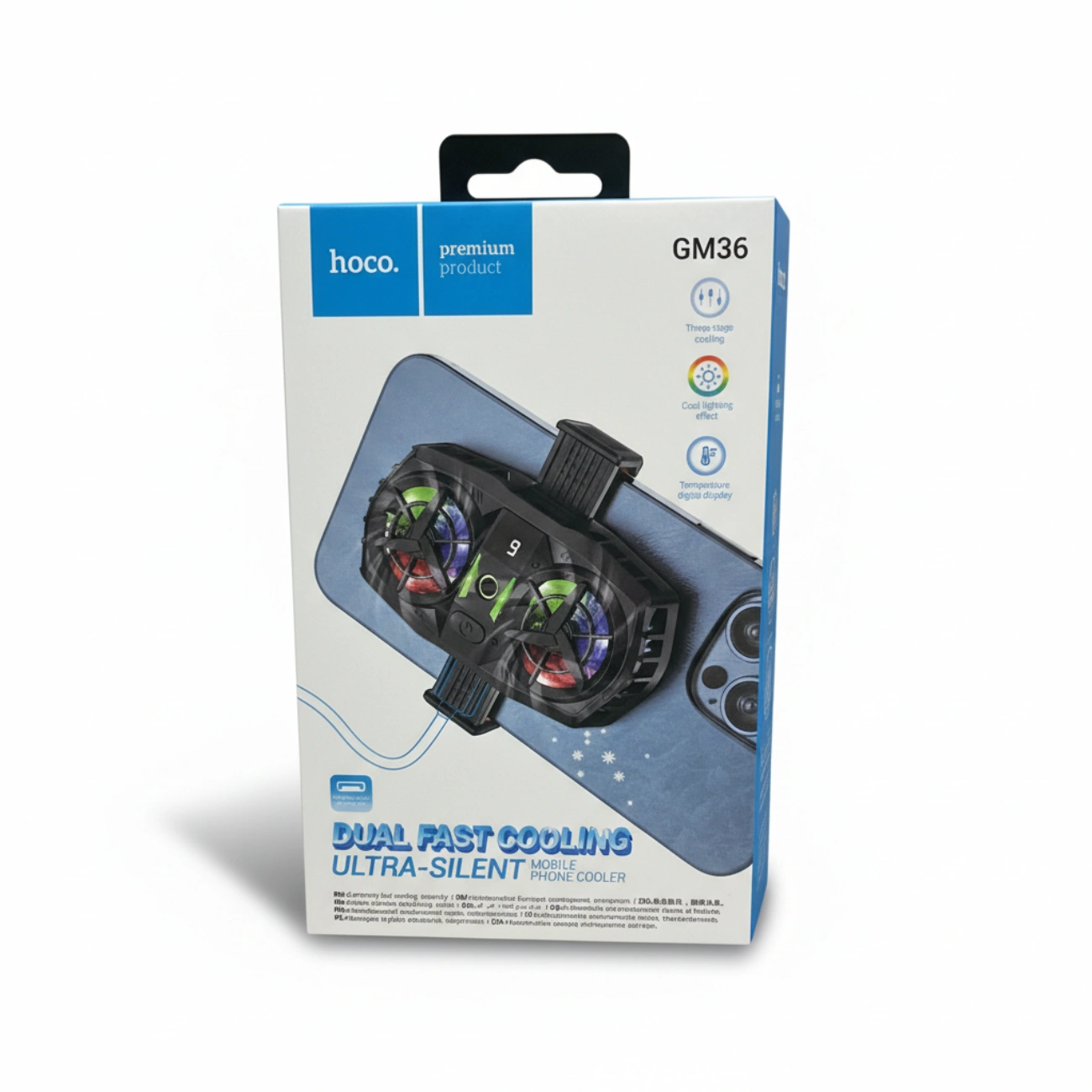 Hoco GM36 Professional Phone Cooler - Dual Fast Cooling with Digital Display and RGB Lighting