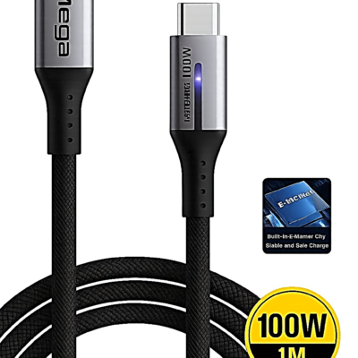 Type-C to Type-C braided cable with LED display